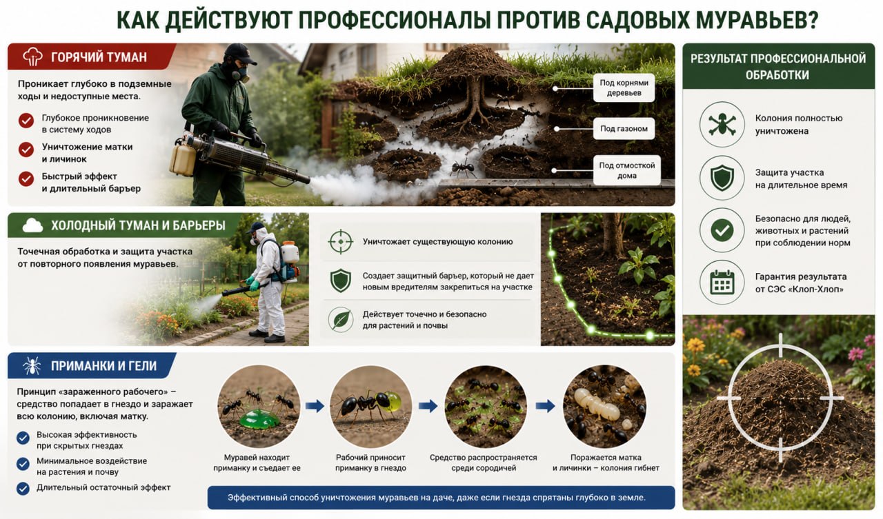 Как действуют профессионалы против садовых муравьев